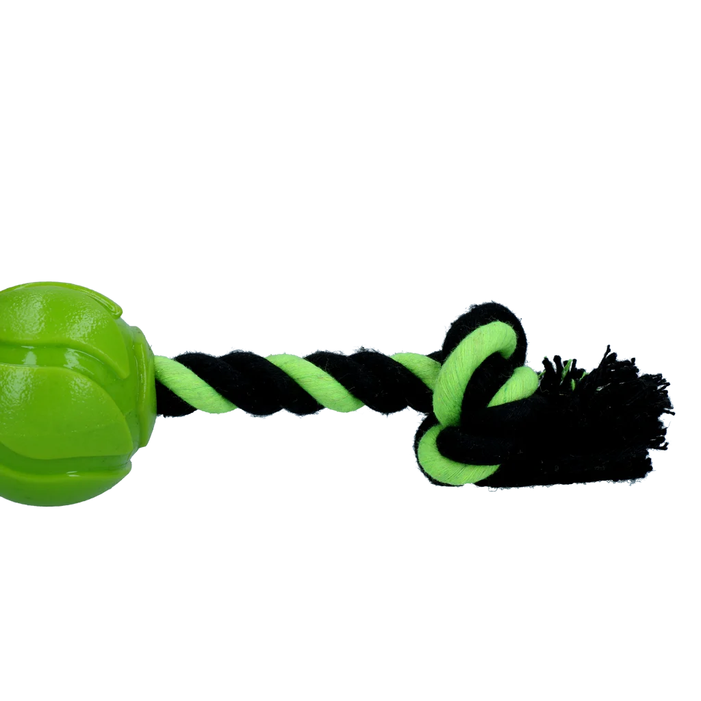 Palla per cani con corda intrecciata, 6 cm, Verde – Dog Comets AstroTug - immagine 3