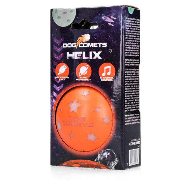 Palla per cani con movimento automatico e versi di animali, arancione – Dog Comets Helix