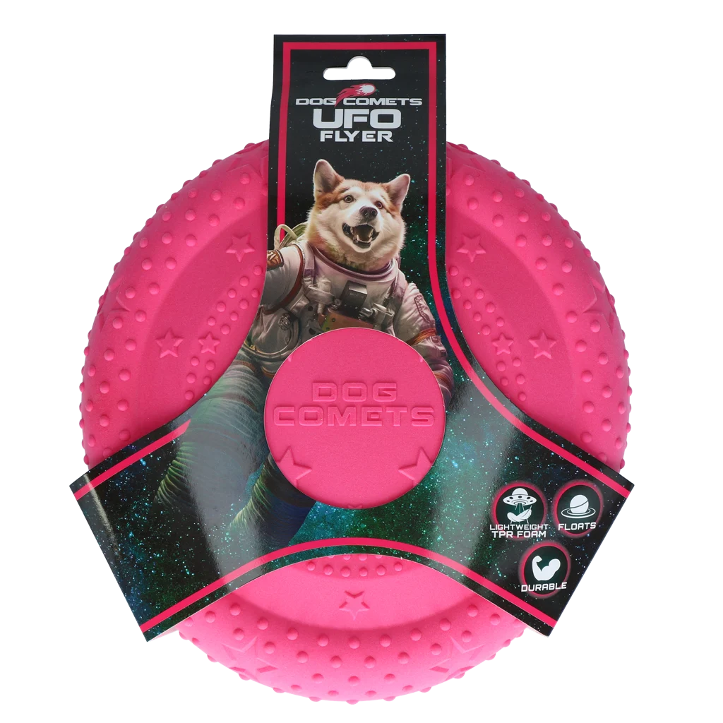 Frisbee per cani in gommapiuma, galleggiante, rosa M – Dog Comets UFO Flyer - immagine 1