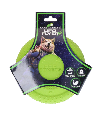Frisbee per cani in gommapiuma TPR, galleggiante, verde S – Dog Comets UFO Flyer