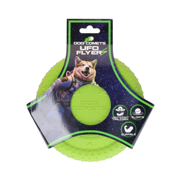 Frisbee per cani in gommapiuma TPR, galleggiante, verde S – Dog Comets UFO Flyer