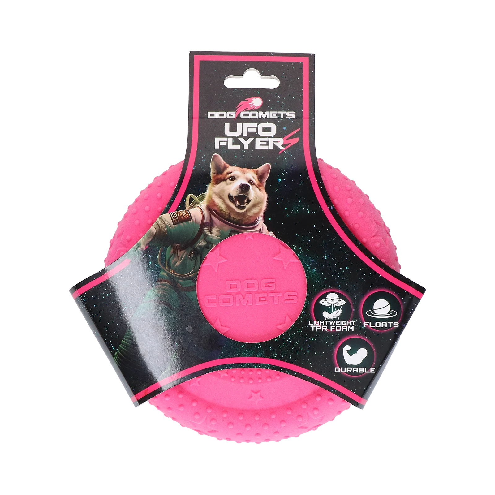 Frisbee per cani in gommapiuma, galleggiante, rosa S – Dog Comets UFO Flyer - immagine 1