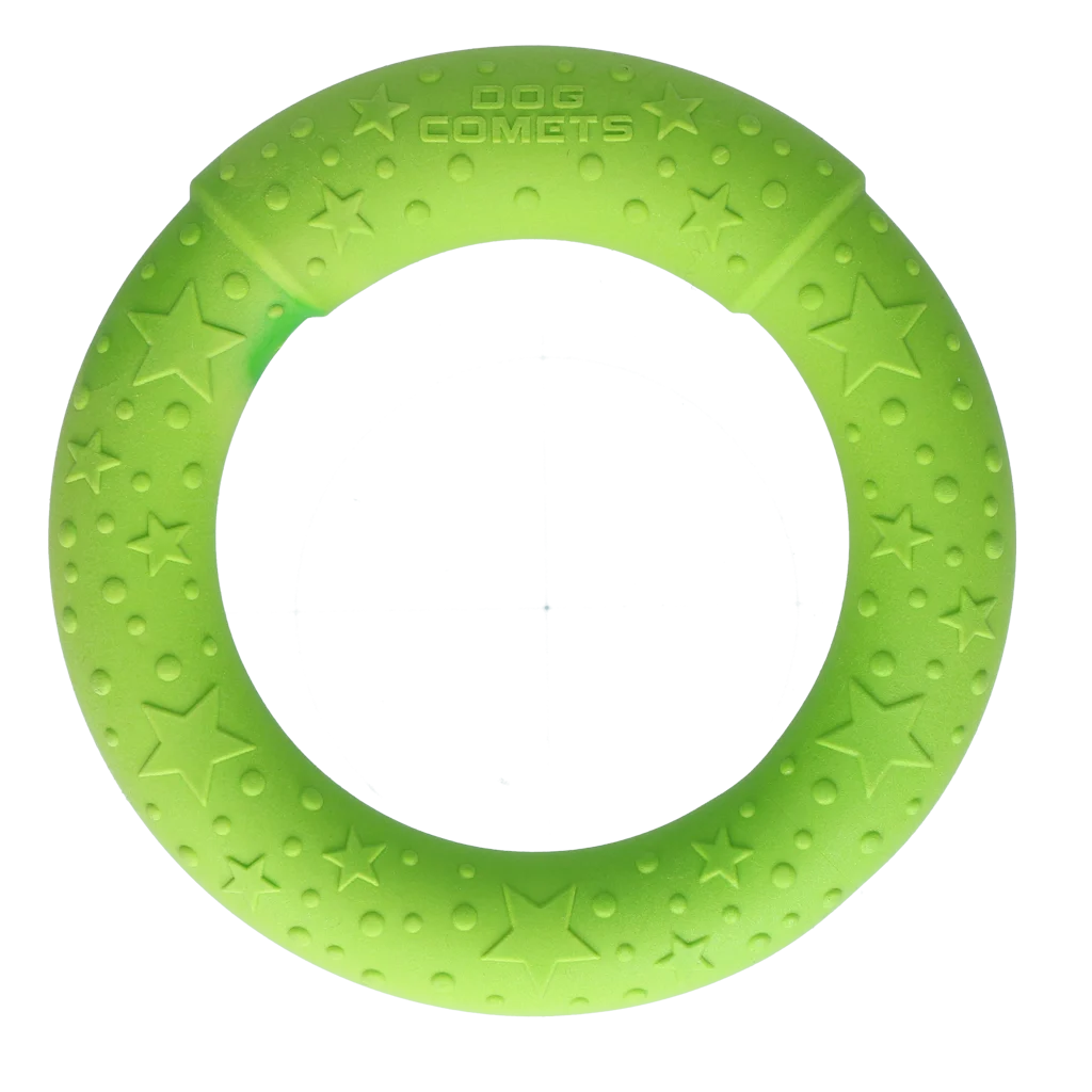 Anello da riporto per cani in gomma espansa, galleggiante, verde M, Ø 19 cm – Dog Comets UFO Ring - immagine 3