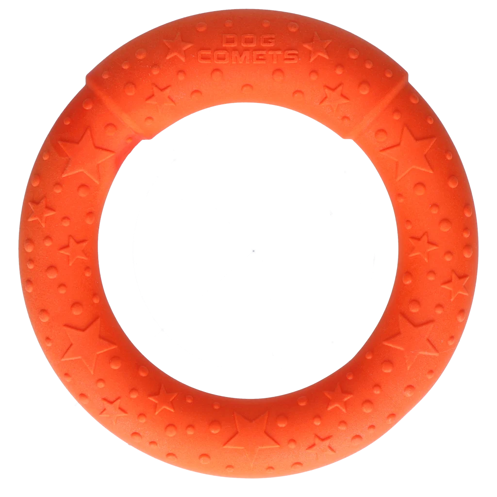 Anello da lancio per cani in gommapiuma, galleggiante, arancione M, Ø 19 cm – Dog Comets UFO Ring - immagine 3