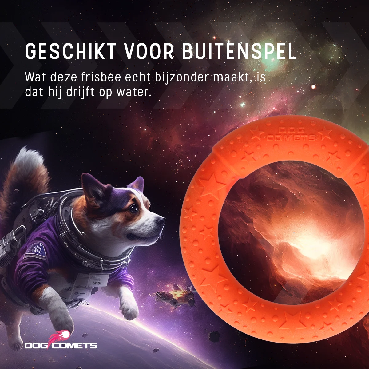 Anello da lancio per cani in gommapiuma, galleggiante, arancione M, Ø 19 cm – Dog Comets UFO Ring - immagine 5