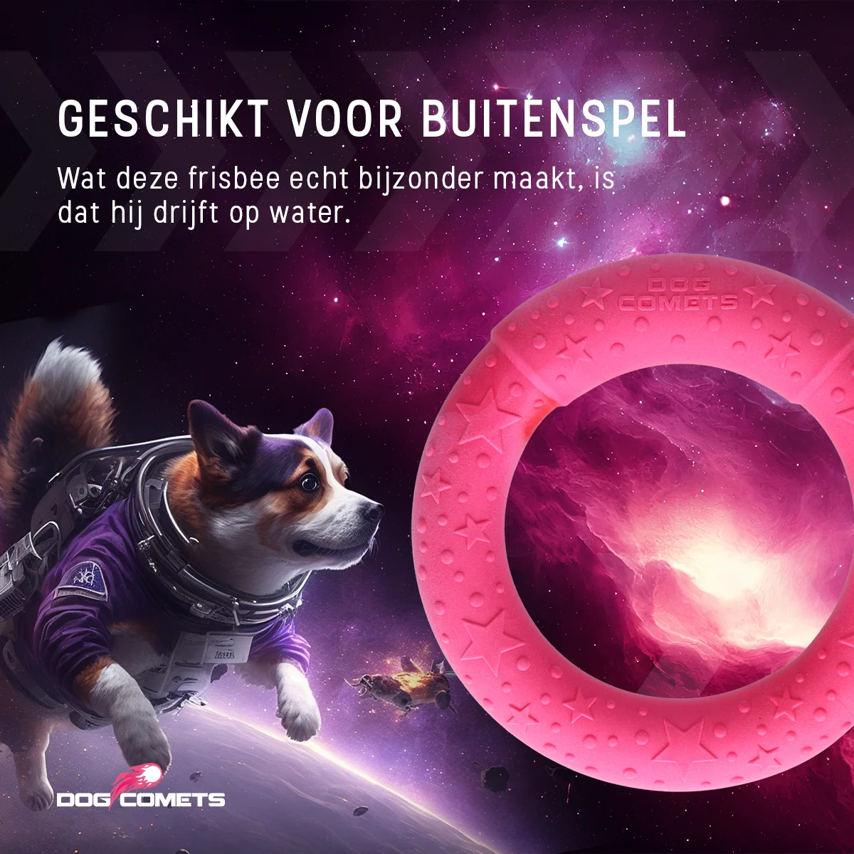 Anello da riporto per cani in gommapiuma, galleggiante, rosa M, Ø 19 cm – Dog Comets UFO Ring - immagine 5