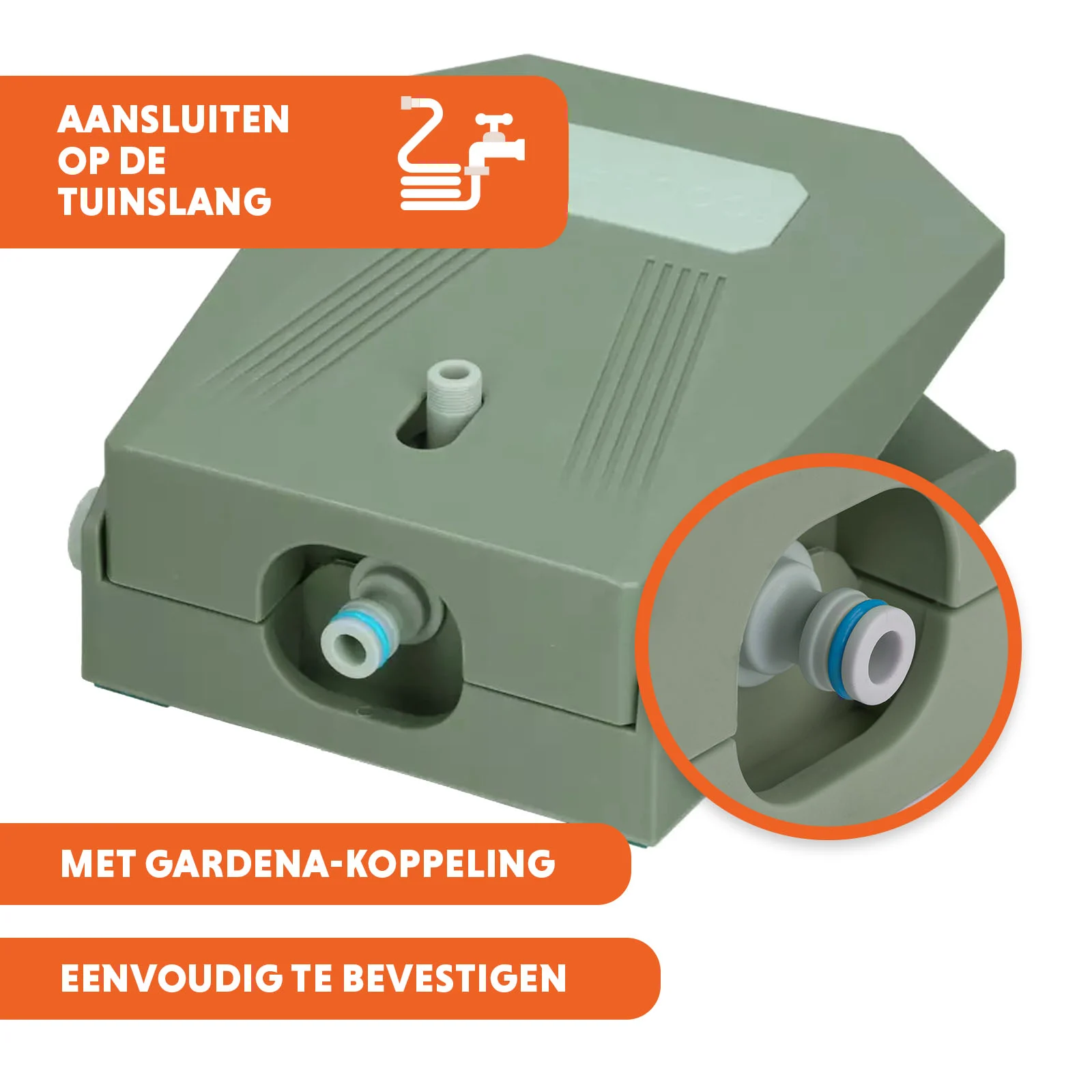 Fontanella con pedale e collegamento per tubo da giardino, verde oliva – Coolpets Splash Water Fountain - immagine 3