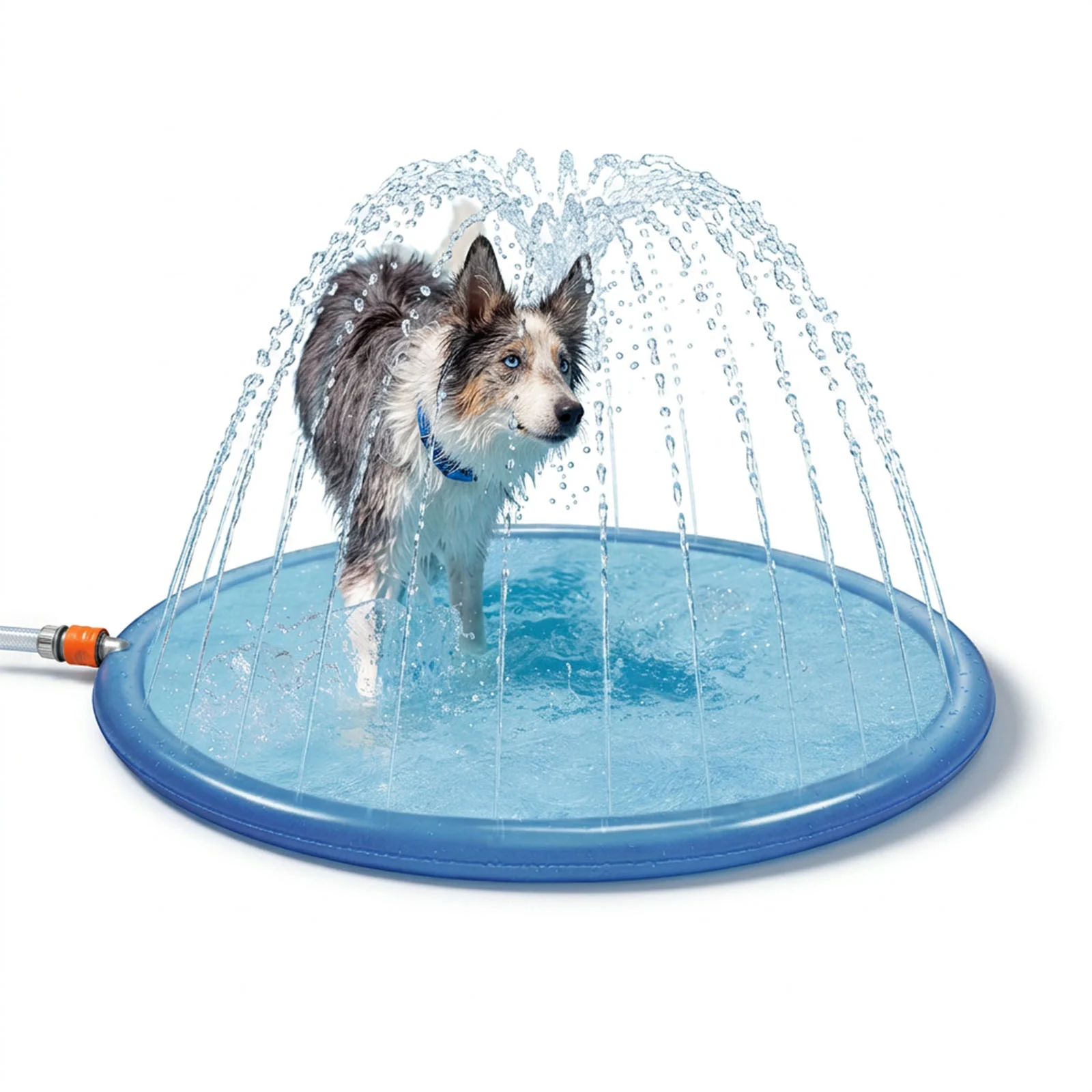 Tappetino spruzzatore per cani con attacco per tubo da giardino, M 150 cm – Coolpets Splash Sprinkler Pad - immagine 1