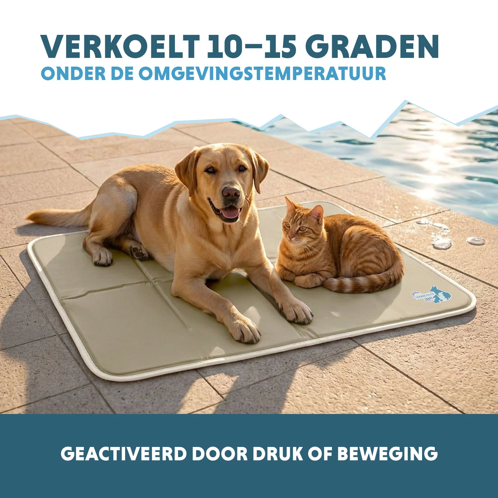 Tappetino refrigerante per cani con gel solido, beige, L, 90 x 60 cm – Coolpets Gel Cooling Mat - immagine 4