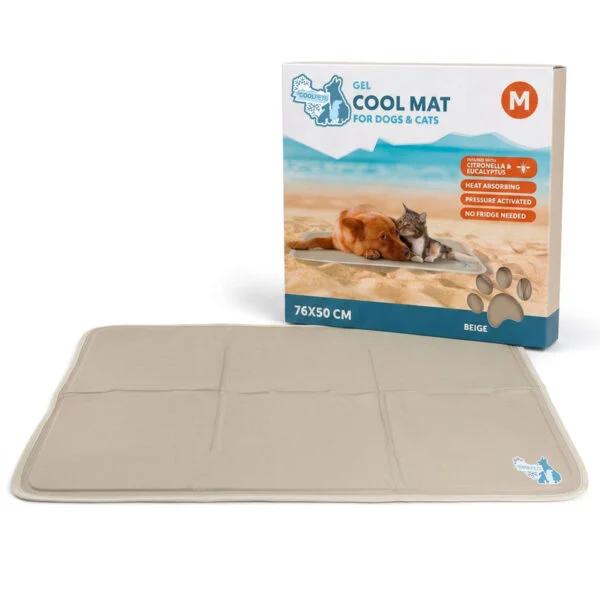 Tappetino refrigerante per cani con gel solido, beige, M, 76 x 50 cm – Coolpets Gel Cooling Mat