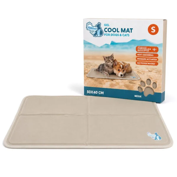 Tappetino refrigerante per cani con gel solido, beige, S 50 x 40 cm – Coolpets Gel Cooling Mat