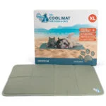 Tappetino rinfrescante per cani con gel solido, verde oliva, XL 120 x 70 cm – Coolpets Gel Cooling Mat