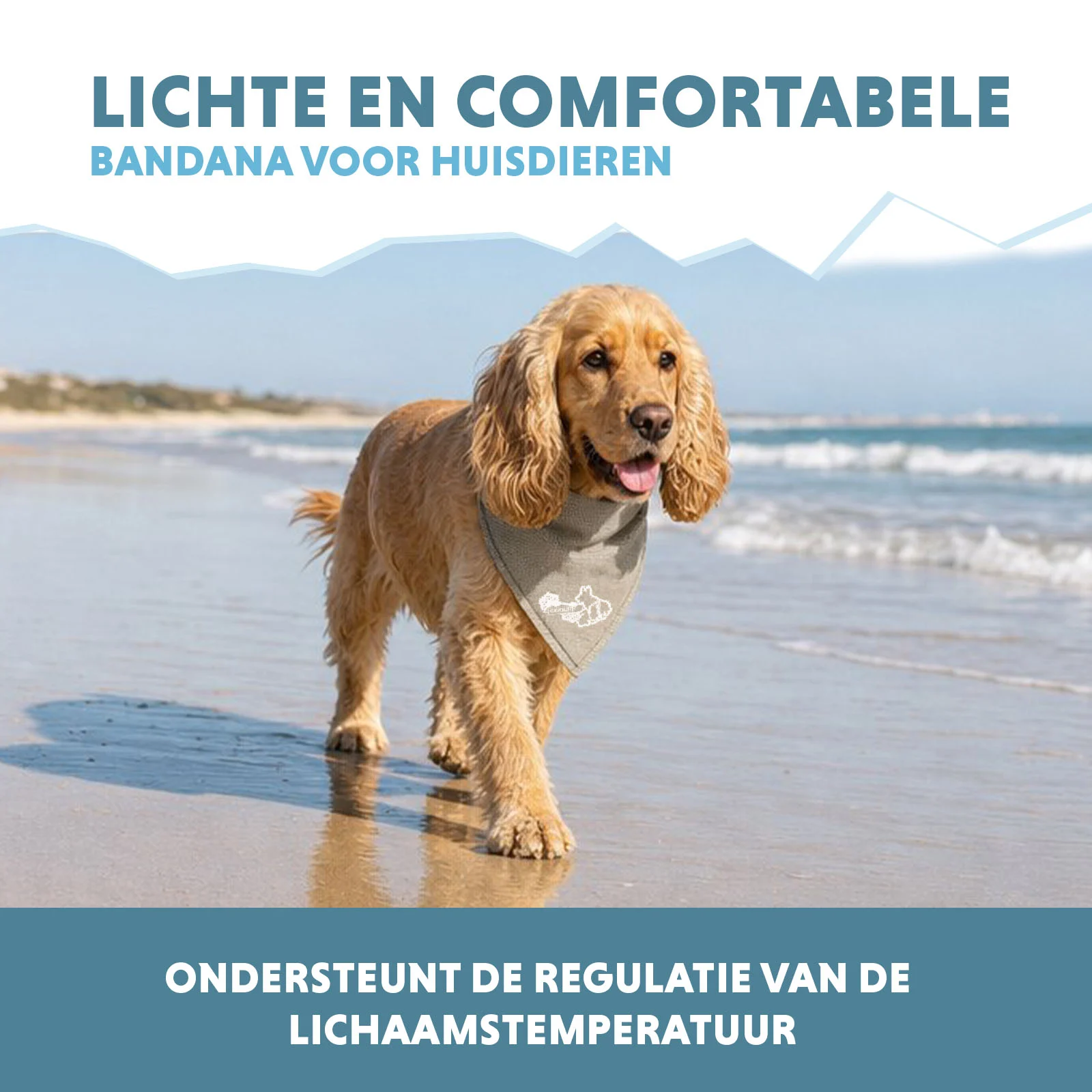 Bandana rinfrescante per cani, beige, M, 65 x 30 cm – Coolpets Cooling Bandana - immagine 4