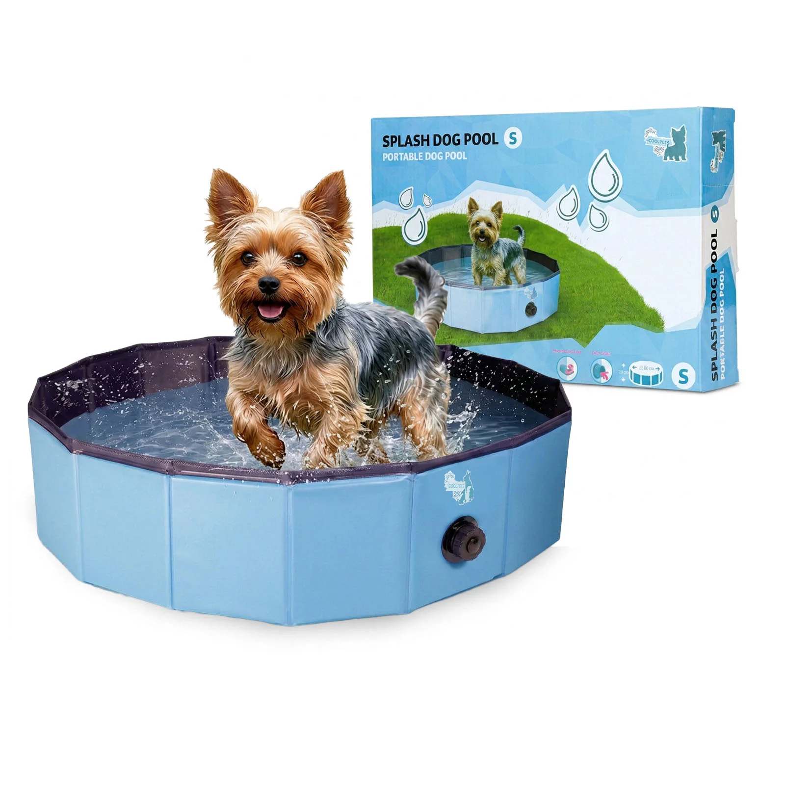 Piscina per cani pieghevole con fondo antiscivolo, ø 80 x 20 cm – Coolpets Splash Dog Pool - immagine 1