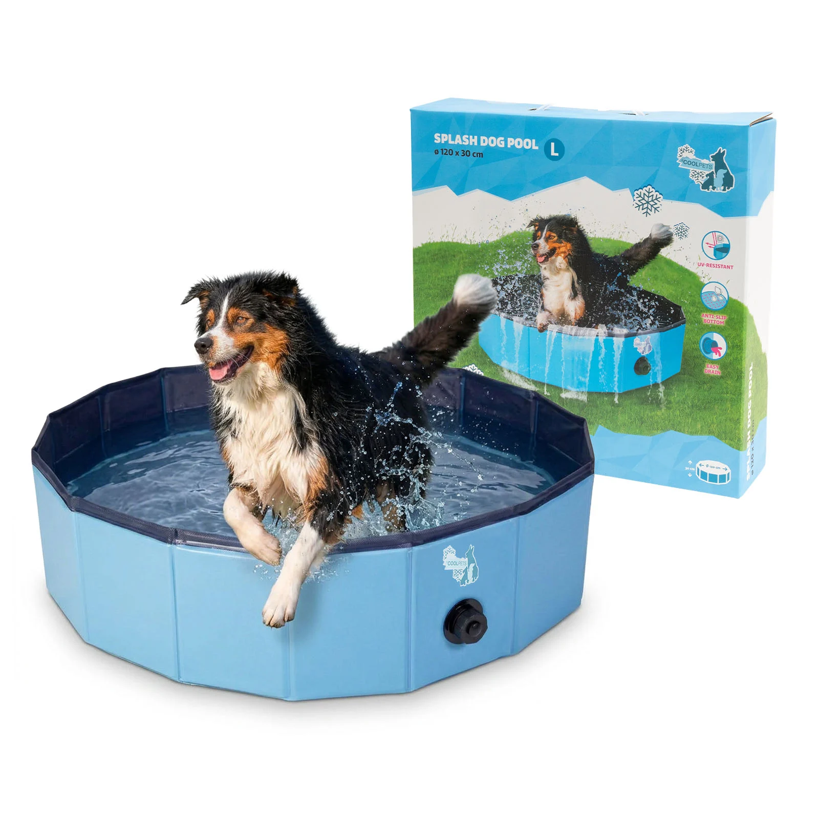 Piscina per cani pieghevole con fondo antiscivolo, ø 120 x 30 cm – Coolpets Splash Dog Pool - immagine 1