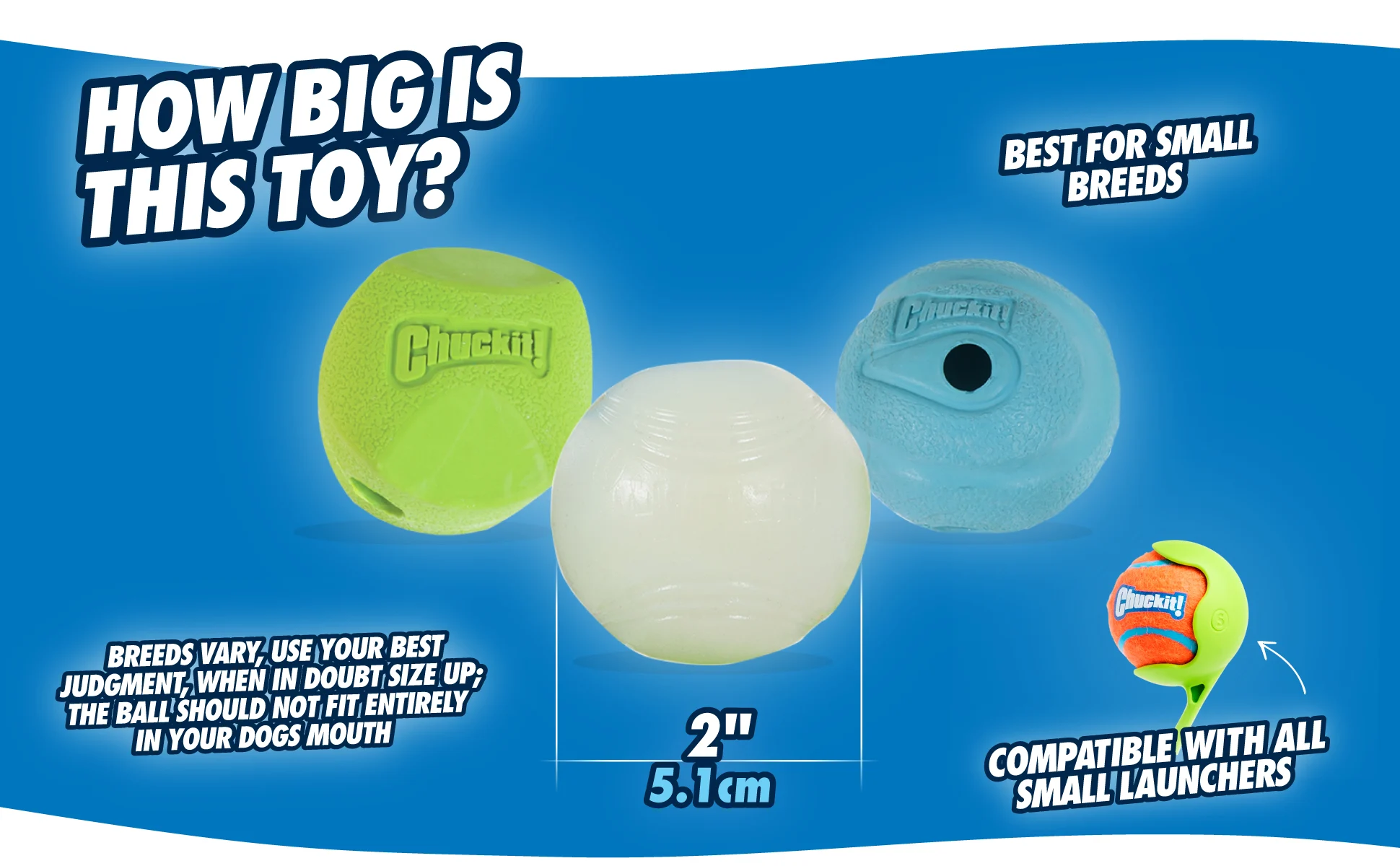 Palle per cani con luce e suono, 3 pezzi, Ø 5 cm – Chuckit! Fetch Medley S - immagine 4