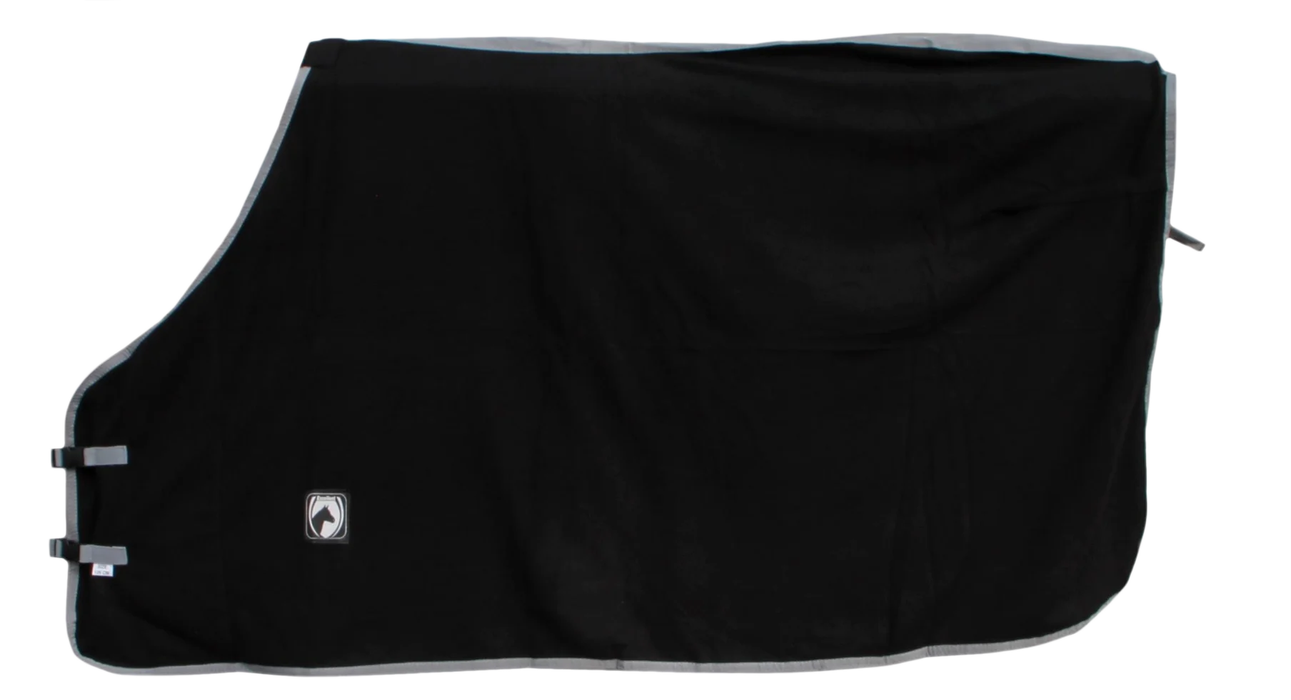 Coperta antisudore in pile con chiusura a clip, nera con bordatura grigia, 135/185 cm - immagine 1