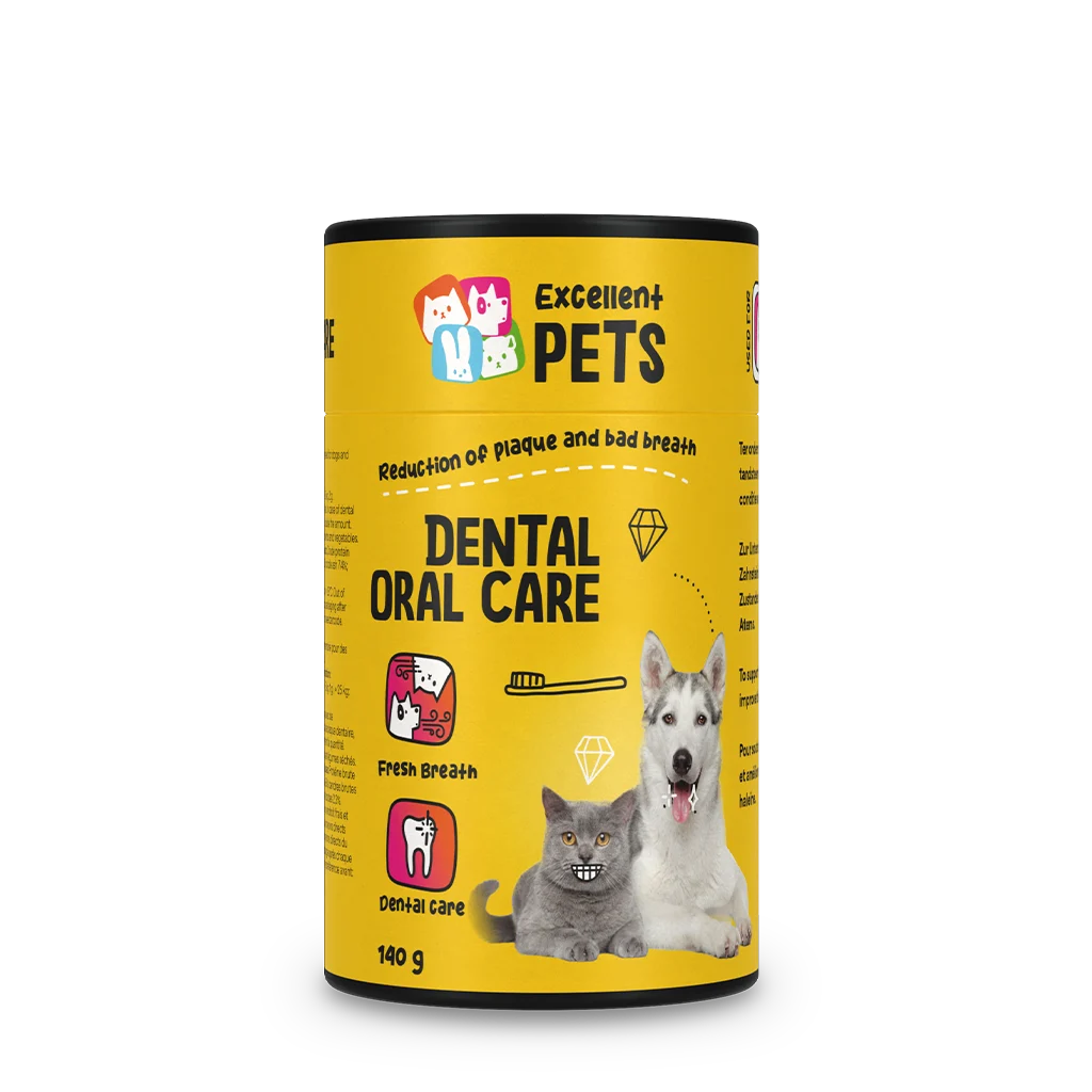 DENT015.png Polvere per l’igiene dentale per cani e gatti, 140 g – Excellent Pets Dental Oral Care - immagine 1