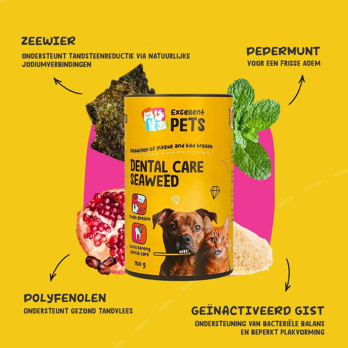 Integratore per l’igiene dentale per cani e gatti, 150 g – Excellent Pets Dental Care Seaweed - immagine 5