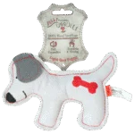 Peluche per cani in pelle bovina con squeaker a basso volume, grigio chiaro – Doggy Doodles Cucciolo