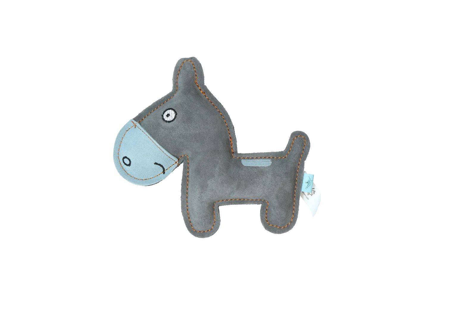 Peluche per cani in pelle bovina con squeaker a basso volume, blu – Tiny Doodles Asinello - immagine 2