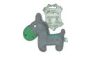 Peluche per cani in pelle bovina con dispositivo sonoro a basso volume, verde – Tiny Doodles Asinello