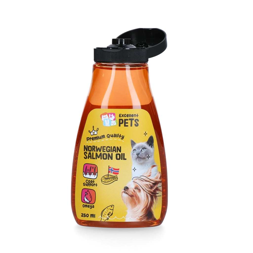 Olio di salmone norvegese per cani e gatti, 250 ml in flacone comprimibile – Excellent Pets Norwegian Salmon Oil - immagine 2