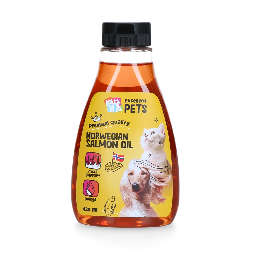 Olio di salmone norvegese per cani e gatti, 425 ml in flacone con dosatore a pressione – Excellent Pets Norwegian Salmon Oil - immagine 1