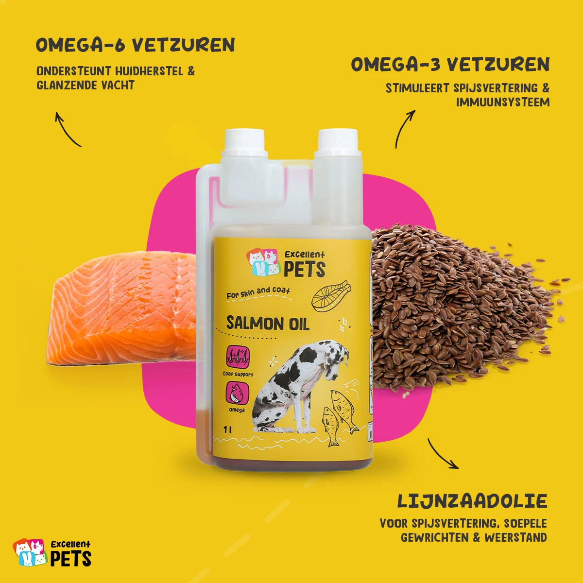 Olio di salmone per cani con Omega 3 e 6, 1000 ml – Excellent Pets Dog Salmon Oil - immagine 5