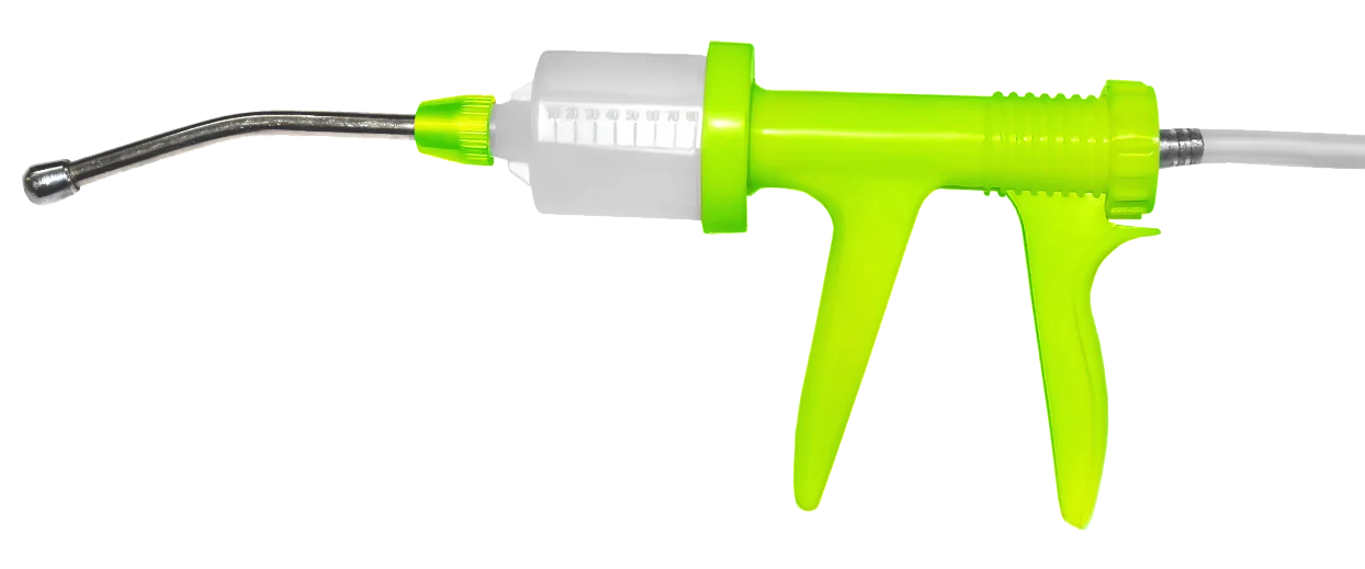 Pistola automatica per la somministrazione orale con beccuccio da 12 cm, 80 ml – Hofman Animal Care Drench-gun Automatic - immagine 2