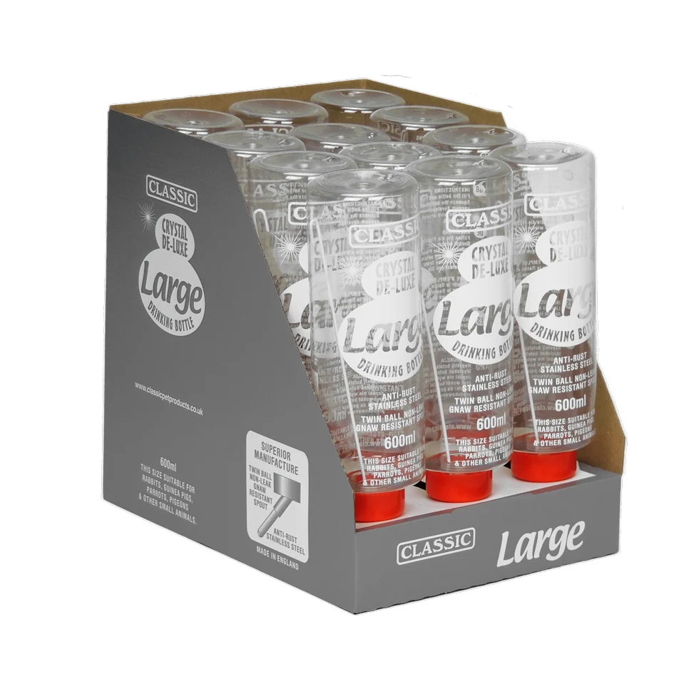 Bottiglia per abbeveraggio per roditori in plastica, 600 ml – Classic Crystal Deluxe - immagine 3