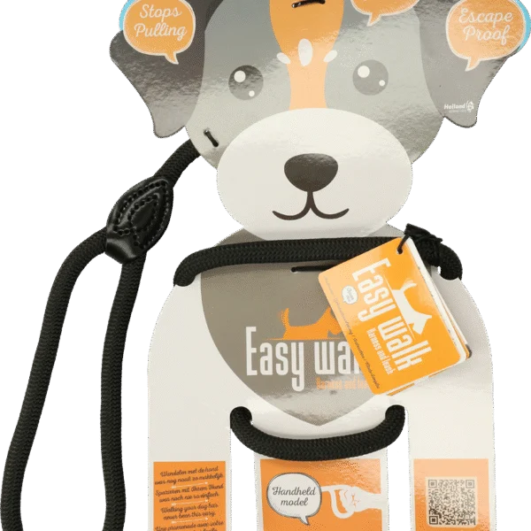 Pettorina per cane con guinzaglio in corda, nera – Easy Walk modello a mano
