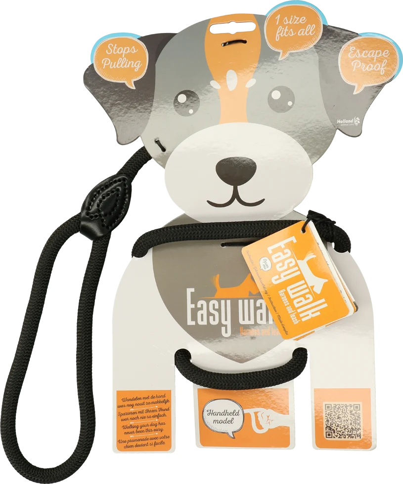 EASY0003.png Pettorina per cane con guinzaglio in corda, nera – Easy Walk modello a mano - immagine 1