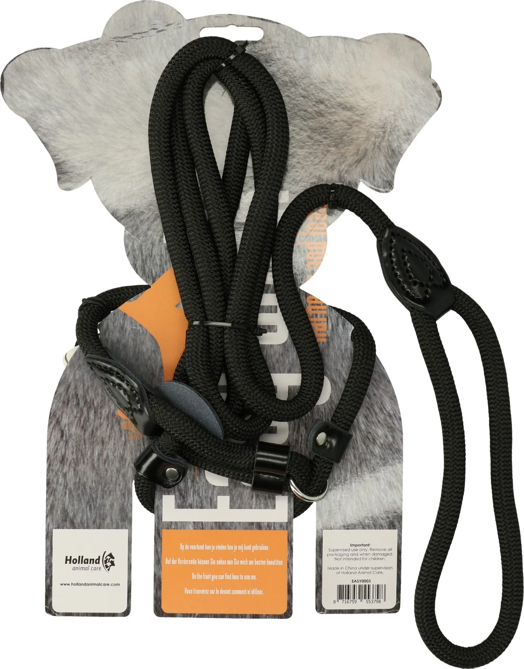 Pettorina per cane con guinzaglio in corda, nera – Easy Walk modello a mano - immagine 2