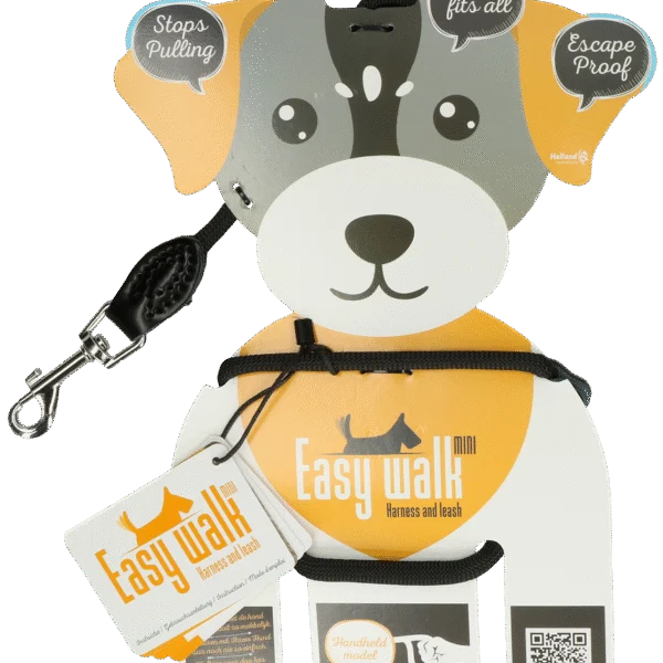 Pettorina per cane con guinzaglio in corda, nera, Mini 300 cm – Easy Walk modello a spalla