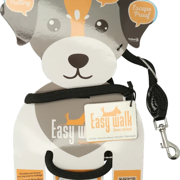 Pettorina con guinzaglio in corda per cani, nera, Regular 345 cm – Easy Walk modello da spalla