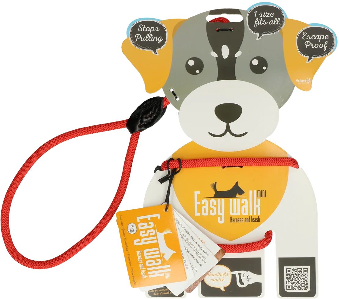 Pettorina con guinzaglio in corda per cani, Rosso, Mini 210 cm – Easy Walk modello da mano - immagine 1