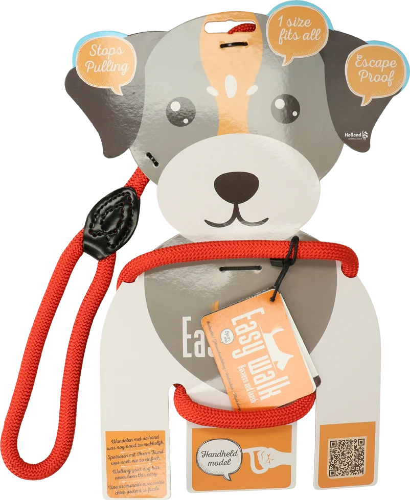 Pettorina per cani con guinzaglio in corda, rosso – Easy Walk modello da mano - immagine 1