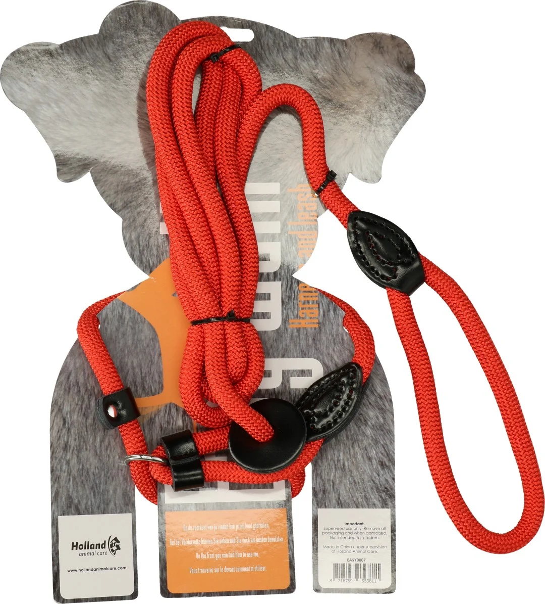 Pettorina per cani con guinzaglio in corda, rosso – Easy Walk modello da mano - immagine 2