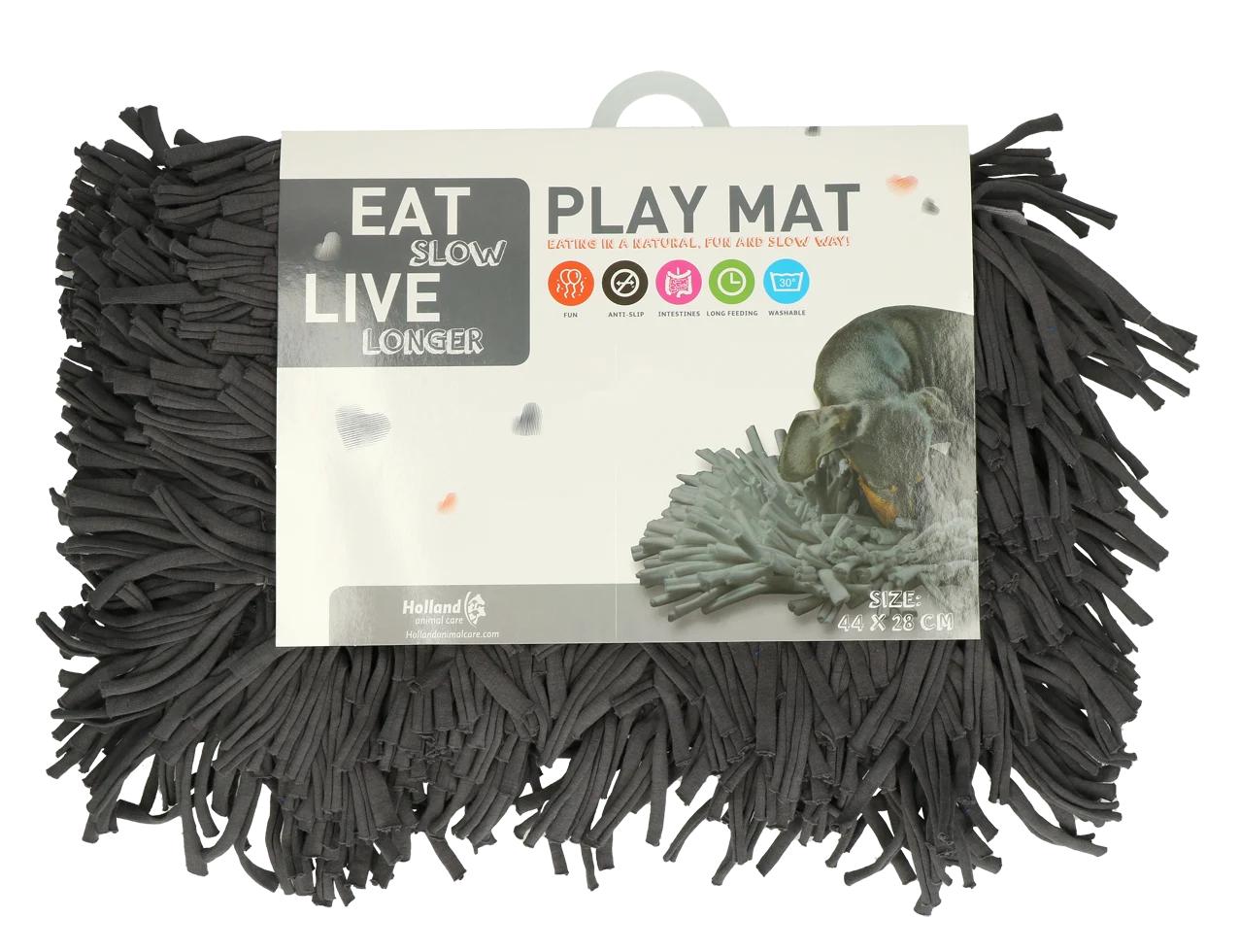 Tappetino olfattivo per cani con strisce di tessuto, grigio, 44 x 28 cm – Eat Slow Live Longer Play Mat - immagine 3