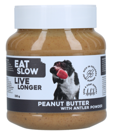 Burro di arachidi per cani per tappetini da leccare – Eat Slow Live Longer Burro di arachidi + collagene in polvere
