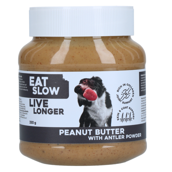 Burro di arachidi per cani per tappetini da leccare – Eat Slow Live Longer Burro di arachidi + collagene in polvere