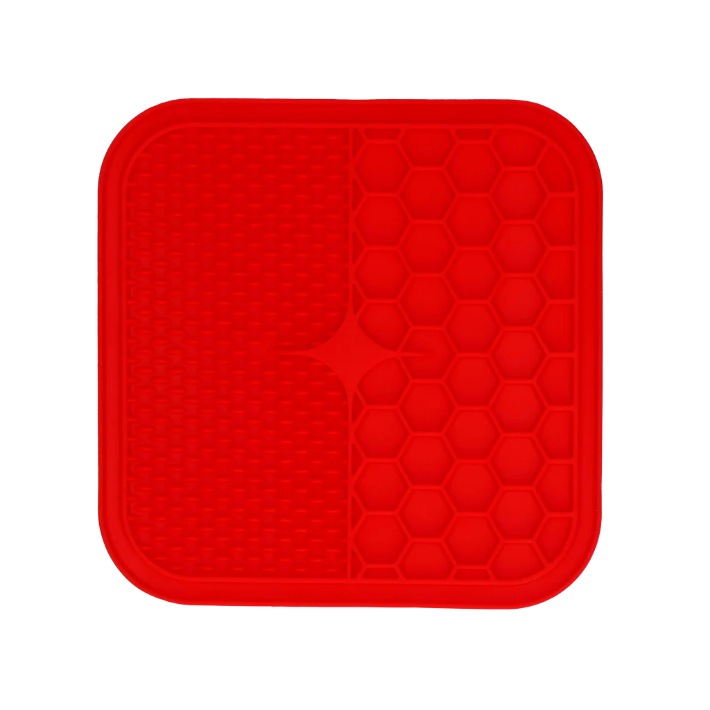 Tappetino da leccare per cani con 2 motivi e ventose, 21 x 21 cm, rosso – Eat Slow Live Longer Lick Mat Duo M - immagine 2