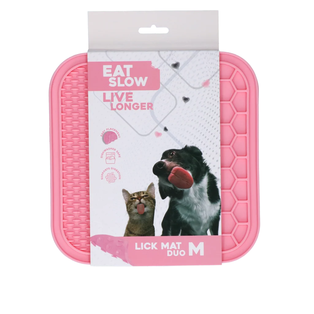 EATS062GB.png Tappetino da leccare per cani con 2 motivi e ventose, 21 x 21 cm, rosa – Eat Slow Live Longer Lick Mat Duo M - immagine 1