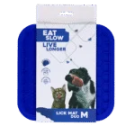 Tappetino da leccare per cani con rilievi e trama a nido d'ape, 21 x 21 cm, blu – Eat Slow Live Longer Lick Mat Duo M