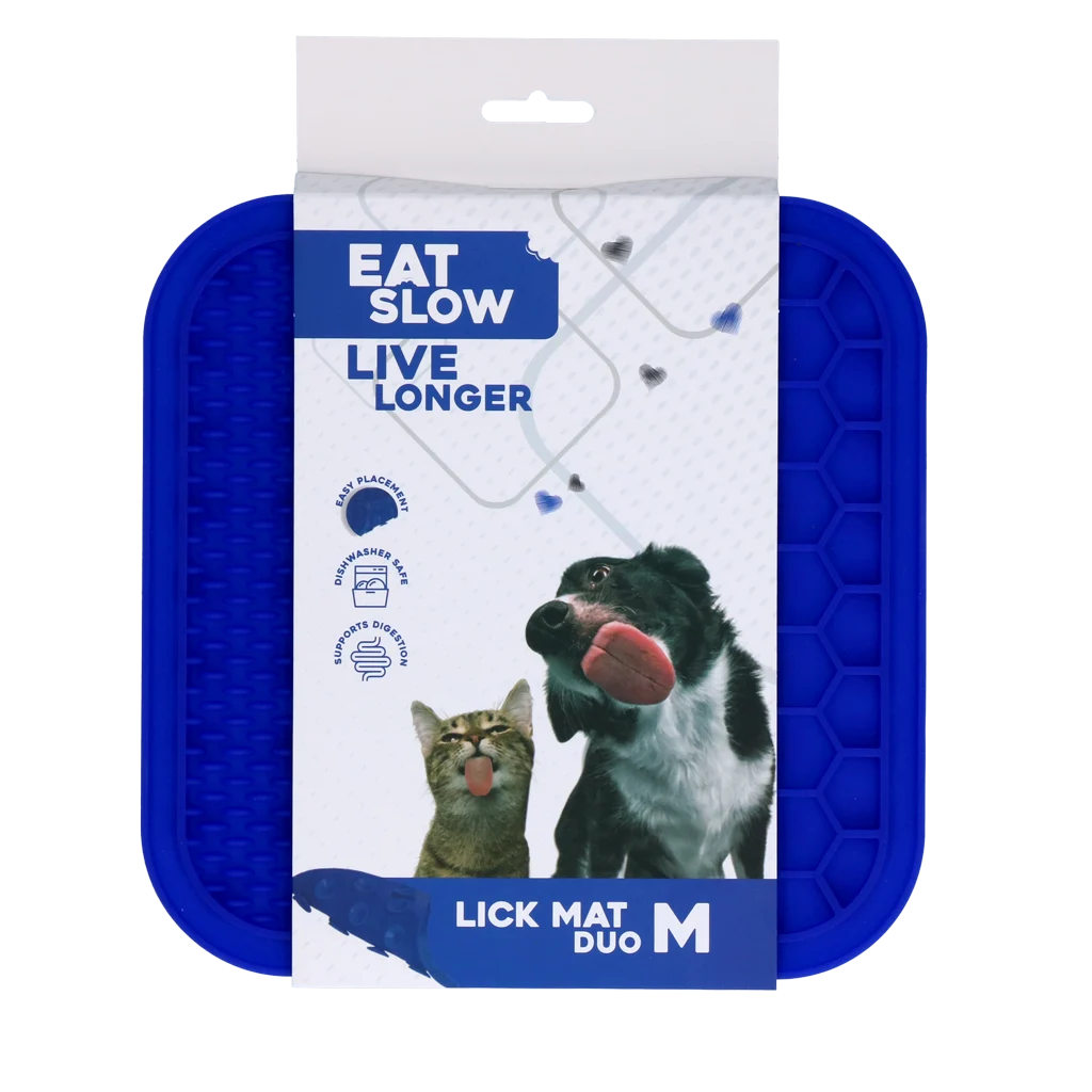 Tappetino da leccare per cani con rilievi e trama a nido d'ape, 21 x 21 cm, blu – Eat Slow Live Longer Lick Mat Duo M - immagine 1