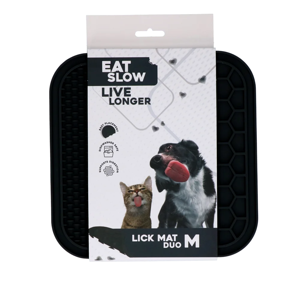 Tappetino da leccare per cani con rilievi e motivo a nido d’ape, 21 x 21 cm, grigio – Eat Slow Live Longer Lick Mat Duo M - immagine 1