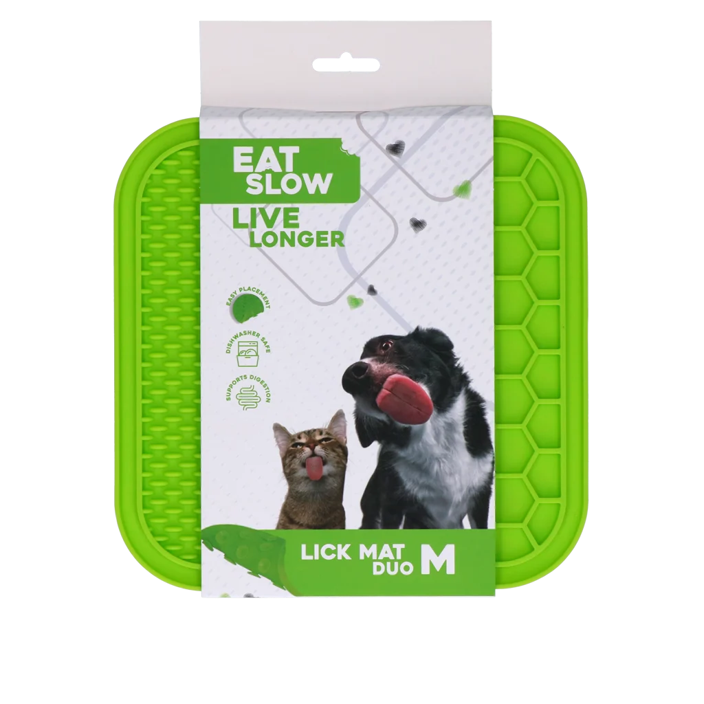 Tappetino da leccare per cani con rilievi e motivo a nido d’ape, 21 x 21 cm, verde – Eat Slow Live Longer Lick Mat Duo M - immagine 1