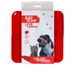 Tappetino da leccare per cani con 4 motivi e ventose, 21 x 21 cm, rosso – Eat Slow Live Longer Lick Mat Dimensions Rectangle