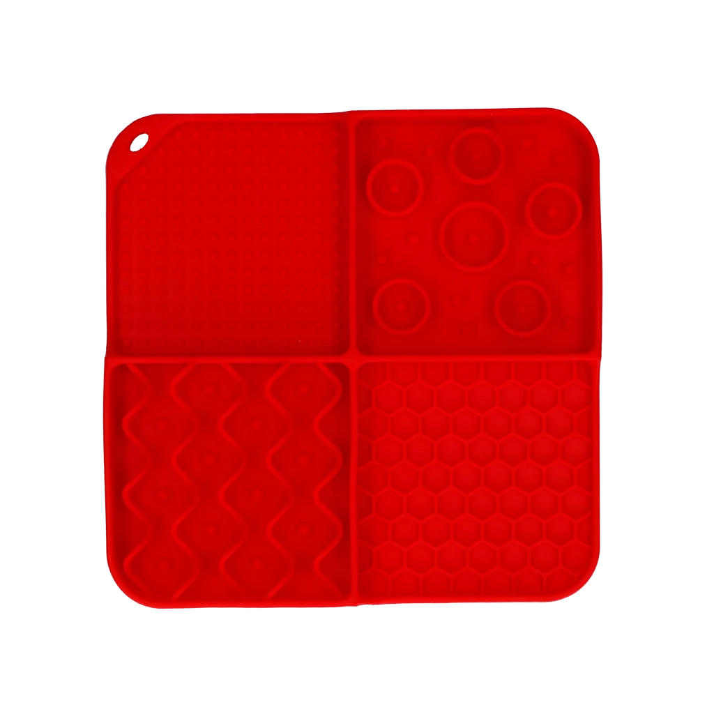 Tappetino da leccare per cani con 4 motivi e ventose, 21 x 21 cm, rosso – Eat Slow Live Longer Lick Mat Dimensions Rectangle - immagine 2